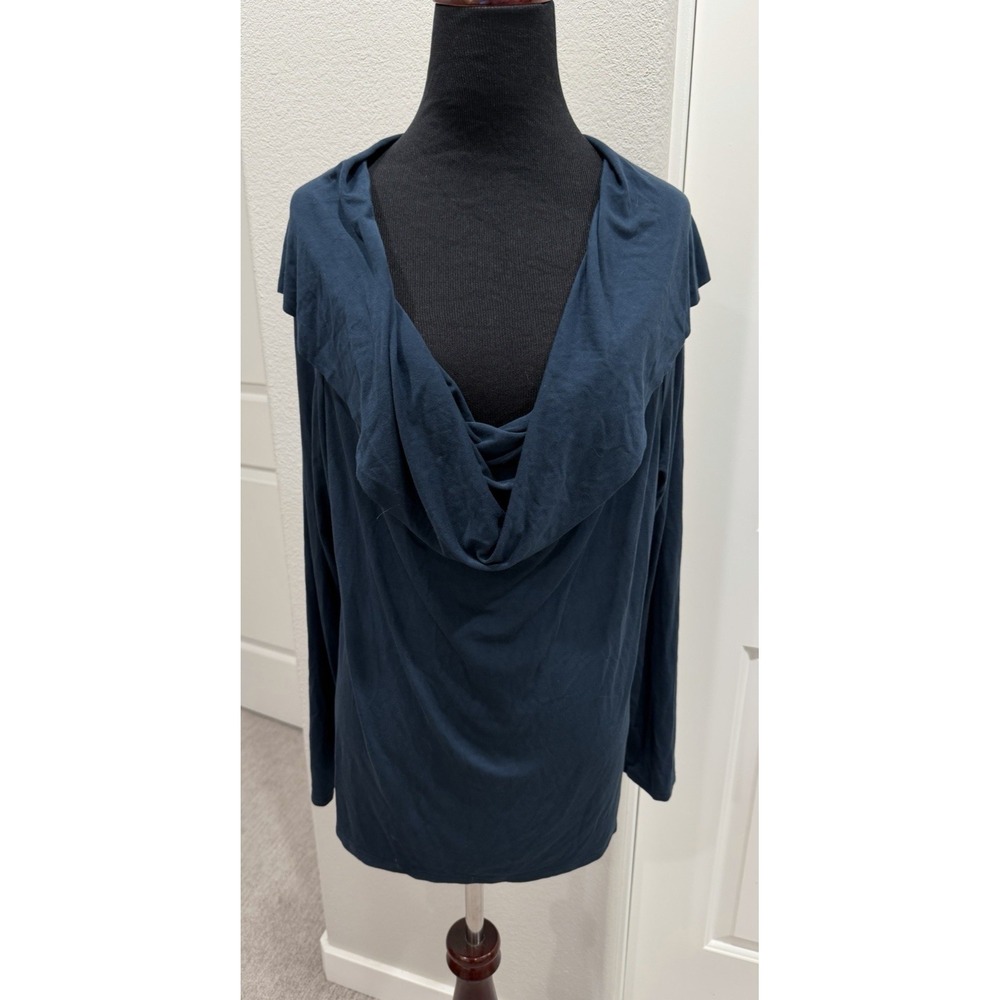 Designer RUTI Basic Top Dk Teal Green US Size XL Long Sleeve Cowl Neck